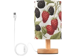 Abajur De Mesa Para Quarto, Sala De Estar, Luminária De Cabeceira Com Estampa Flor Amoreira E Portas Carregamento Usb