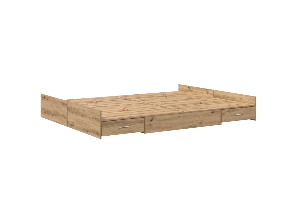 Conjunto 1 Estrutura De Cama Moderna Vidaxl Castanho Madeira De Pinho Maciça (135 X 190 Cm)