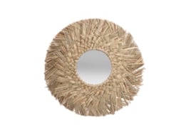Espelho de parede Baok-especho, feito à mão em palha trançada, estilo nórdico retrô, redondo, para decoração de casa.
