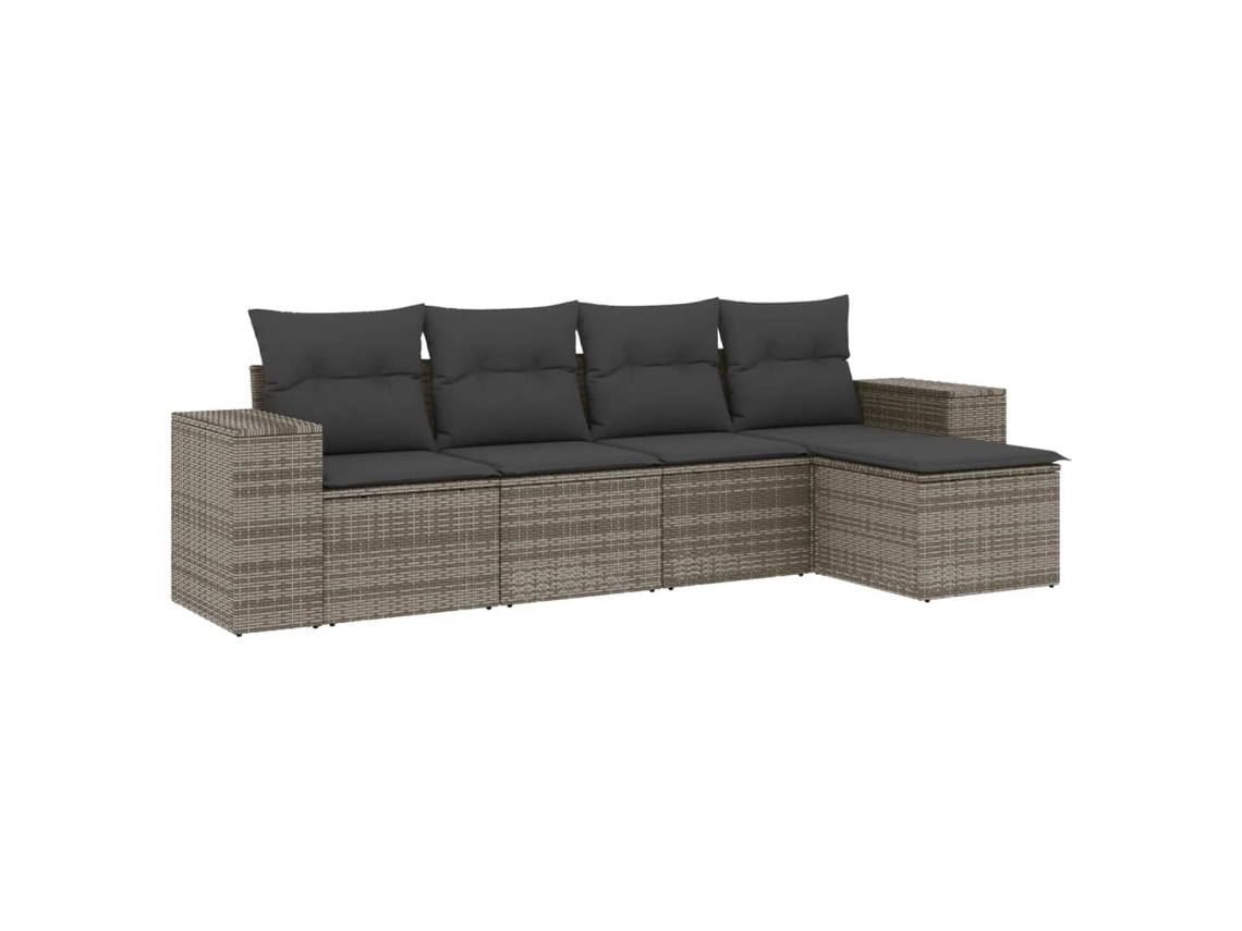 Conjunto de 5 Sofás de Jardim com Almofadões Vime Pe Cinzento MAISON EXCLUSIVE (5 pcs)
