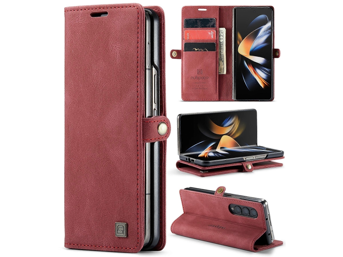 Capa De Celular Em Couro Crazy Horse Rfid Com Toque Retrô Para Samsung Galaxy Z Fold4 Autspace A01