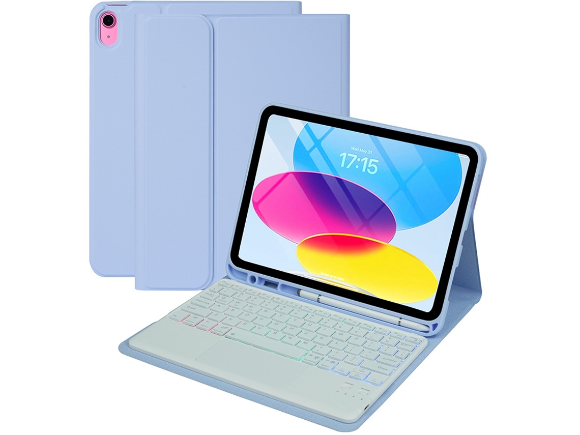 Capa Com Teclado Para Ipad 10th/11tha16 Geração, Retroiluminação Em Cores Do Arco-íris, Teclado Destacável Roxo Hexinyigjly