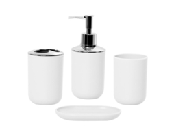 2026-conjunto De Acessórios De Banheiro De Plástico, 4 Peças, Branco, Decoração Caseira