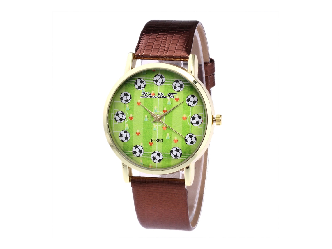 Relógio masculino coreano Zhoulianfa, em couro com padrão de crocodilo F-390, quartzo marrom.