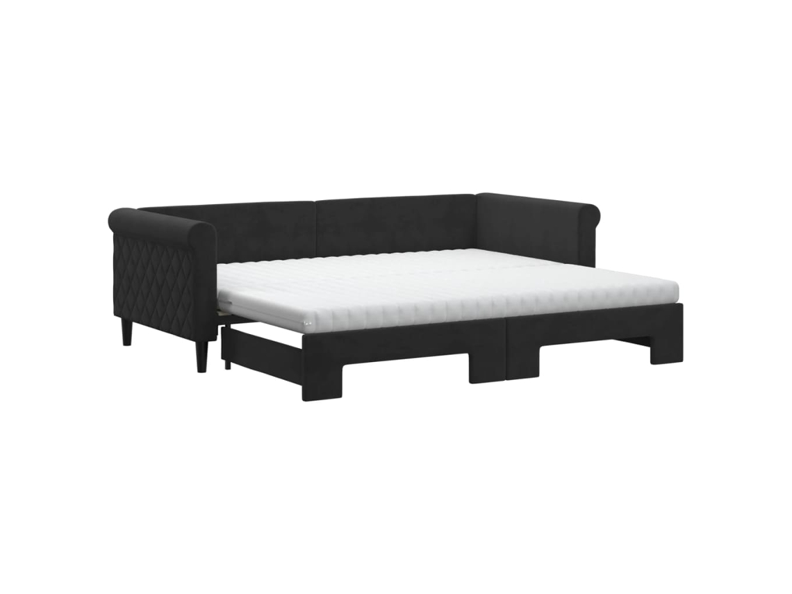Sofá-cama Com Gavetão Vidaxl Preto Veludo