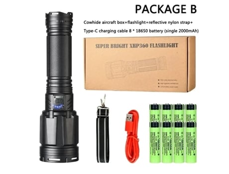 Farol Tático 100w Led, Ultra Brilhante, Longo Alcance, Zoomável, Recarregável Por Usb, Para Camping Viewleaf
