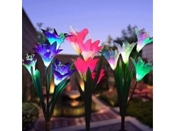 Luz Solar Exterior, 3 Pacotes De Luzes De Lírio Com Led Mudança De Cor Para Jardim Pátio Paisagem