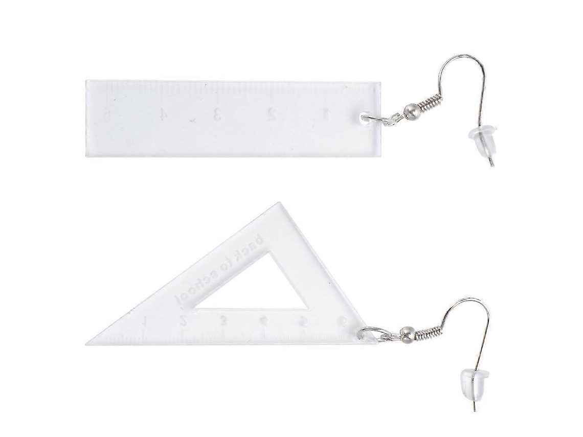 Brincos Criativos De Régua Triangular Transparente, 1 Par, Decoração Original