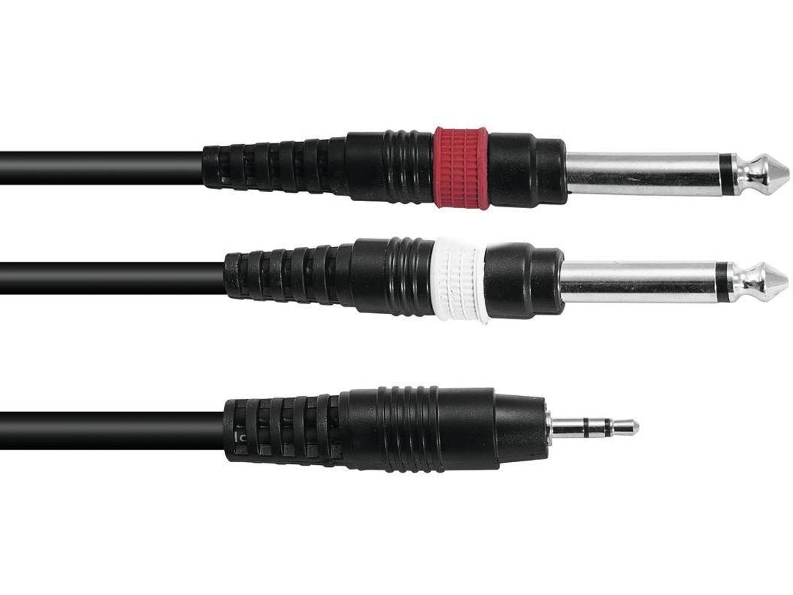 Cabo Adaptador OMNITRONIC 3.5 Jack/2xJack 1.5m bk