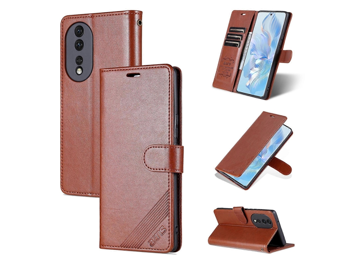 Capa De Celular Flip Em Couro Texturizado Com Pele De Carneiro Azns Para Honor 80