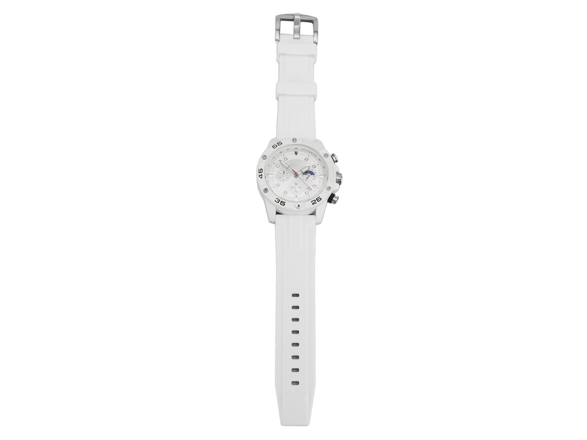 Relógio Masculino de Quartzo Multifuncional Resistente À Água Cronógrafo com Data Pulseira de Silicone Branco