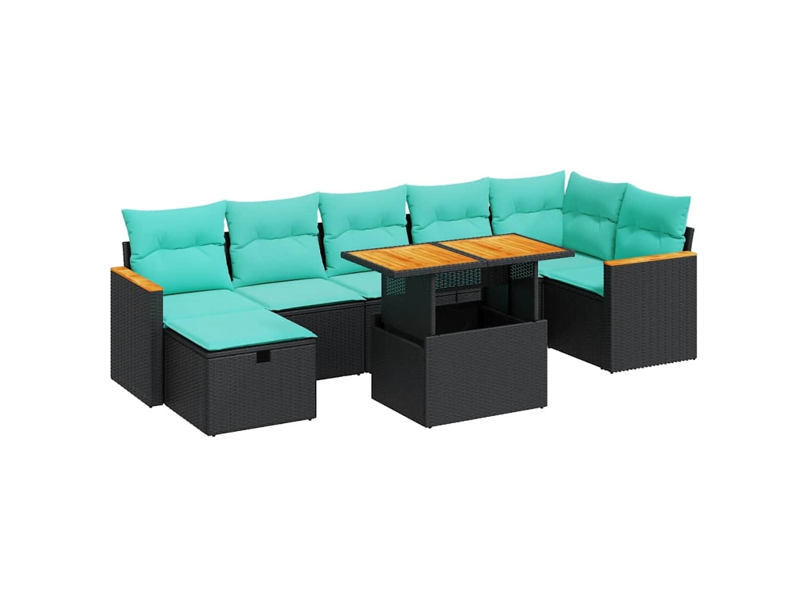 Maison Exclusive - 8 Pcs Conjunto Sofás Jardim Almofadões Vime Pe/acácia Cinzento