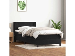 Cama Box Spring Com Colchão 90x210 Cm Veludo Preto