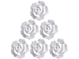 Conjunto De 6 Puxadores Porta, Armário E Gaveta Em Cerâmica Clara Formato De Rosa, Design Criativo E Estilo Único Para