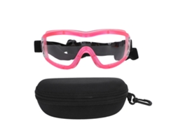 Óculos de Sol para Cães UV Proteção Ajustáveis À Prova de Vento Cães Médios Grandes Rosa Lentes Transparentes