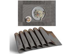 2026 6 Pacotes de Mesa Anti deslizantes Resistentes Ao Calor de Pvc Laváveis, Design Elegante, 45x30 Cm, Marrom