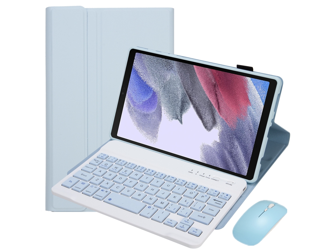 Capa de Teclado Bluetooth para Samsung Tab A7lite 8.7t220/225 Teclado Bipartido Magnético e Rato ,português, Azul XIAOMOYU