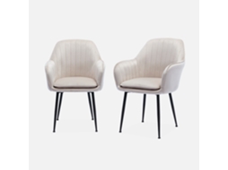 Cadeirãos de Veludo com Pernas de Metal Set de 2 Branco SWEEEK