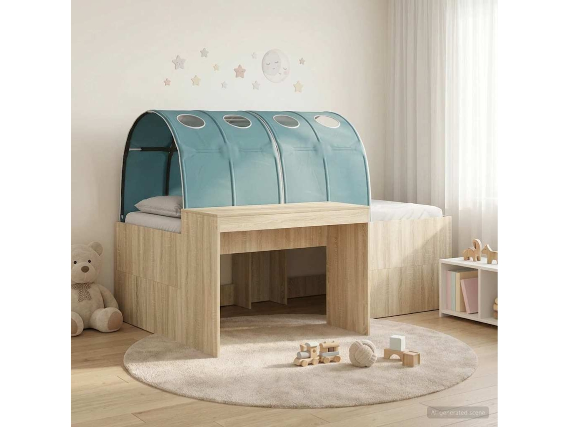 Vidaxl Cama Com Túnel 3 Unid. Carvalho Artisian E Azul Claro