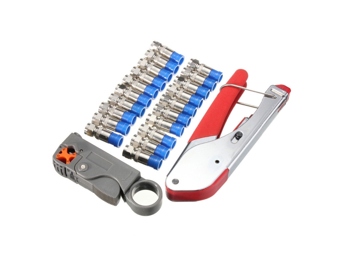 Kit De Ferramentas De Crimpagem Multifuncional Para Cabos Coaxiais Rg6 22 Peças