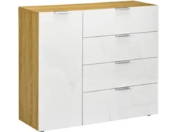 Aparador de Sala de Estar Melamina de Madeira Cor Branco e Madeira 105x35x92 cm Homcom