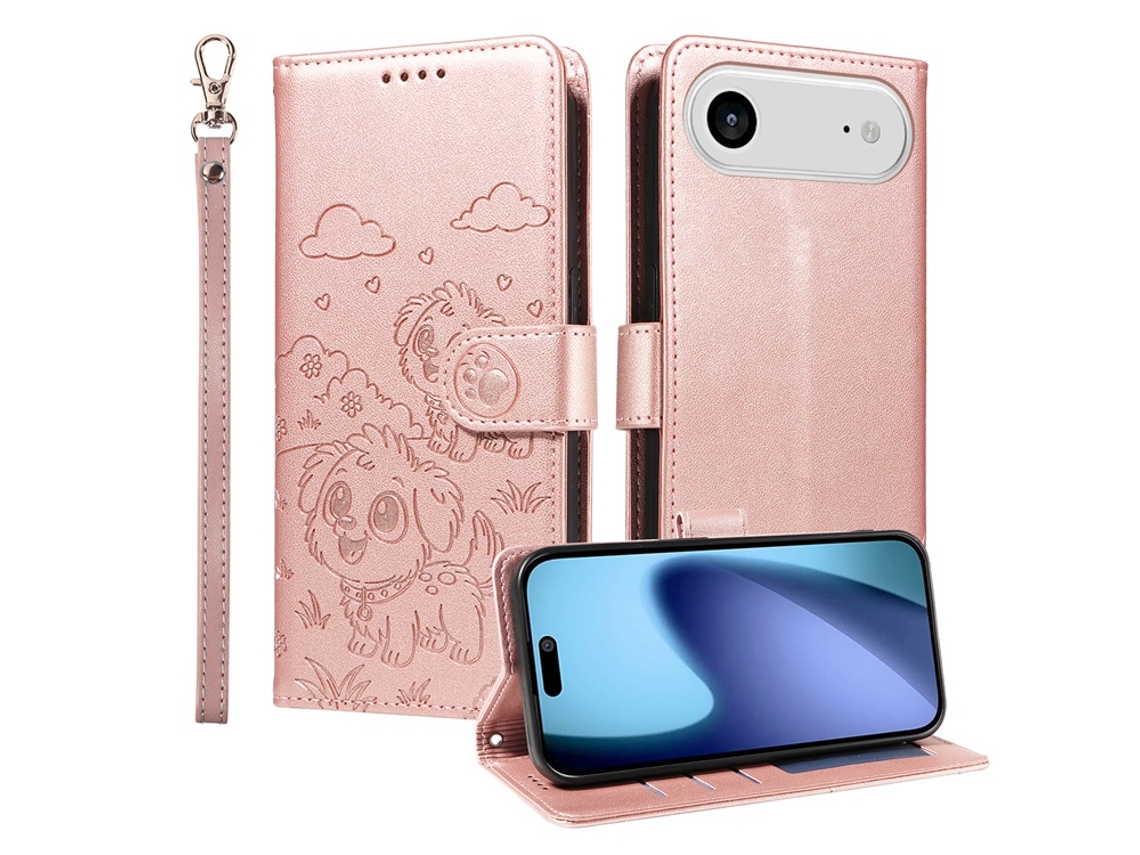 Capa Carteira Em Couro Sintético Para Iphone Air Com Proteção Rfid E Alça De Pulso - Rosa