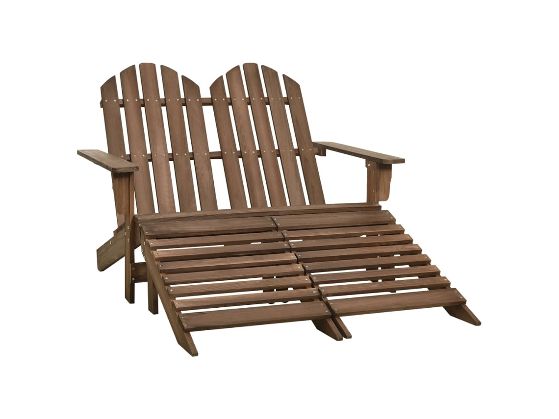 Vidaxl Cadeira De Jardim E Otomano Adirondack 2 Lugares Abeto Castanho