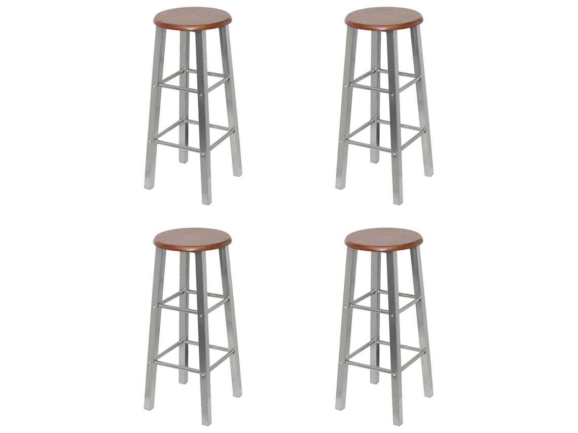 Vidaxl Bancos De Bar 4 Pcs Mdf Prateado E Castanho