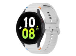 Bracelete Para Samsung Galaxy Watch 5 (40mm/44mm) - Silicone Costurado Com Padrão De Onda - Cinza Claro