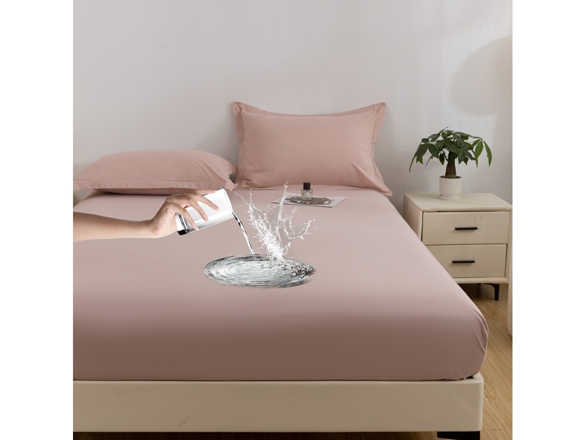 Protetor De Colchão Impermeável Czhhmart 120cmx200cm (com Par De Fronhas) Rosa