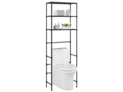 Vidaxl Estante Com 3 Prateleiras P/ Casa De Banho 53x28x169 Cm Preto