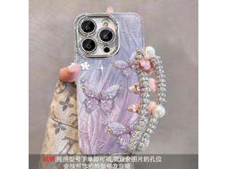 Capa Para Iphone 17 Pro s194 Com Pulseira De Penas E Borboletas