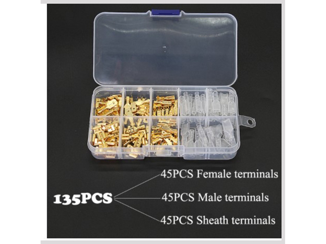Jogo de Bloques de Terminal AWTS com Tapa Protectora Transparente Conectores Macho e Hembra 2.8 4.8 6.3 135pcs S/MARCA