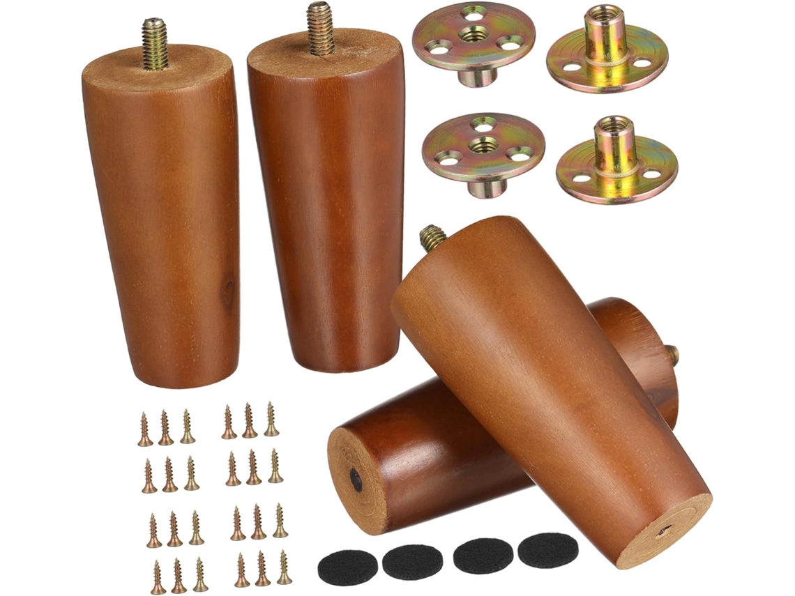Conjunto De 4 Pés Madeira Maciça Para Móveis, Elegantes E De Substituição, Para Sofá, Cama, Cômoda E Mesa De Centro