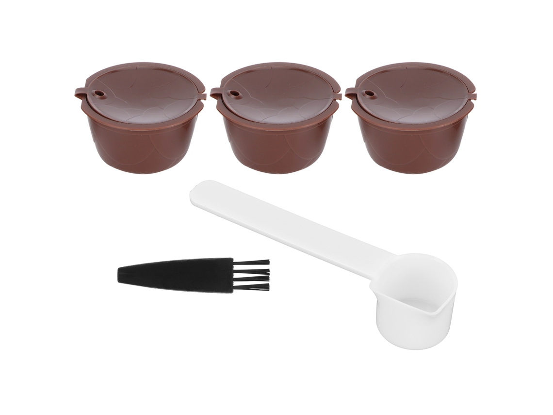 Kit cápsulas de café reutilizáveis para máquina Dolce Gusto com 3 cápsulas, 1 colher e 1 pincel