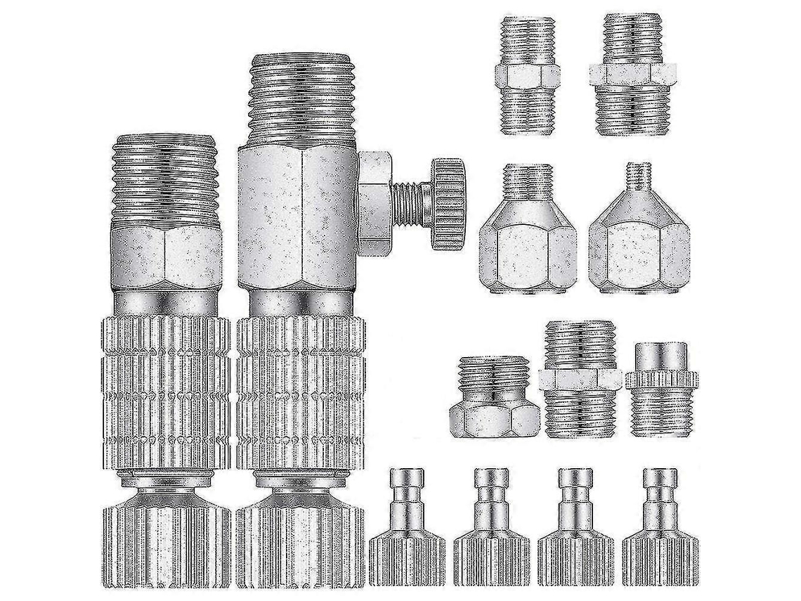 Conjunto De 15 Adaptadores Para Aerógrafo, Incluindo Engate Rápido E Conector De Desconexão. Hengjian