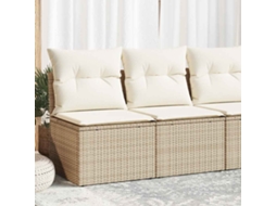 Vidaxl 2 Pcs Conj. Sofás P/ Jardim C/ Almofadões Vime Pe/acácia Bege