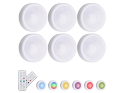 Conjunto de 6 Holofotes Led com Controle Remoto, Multicoloridos Sem Fio BRILVIBERA