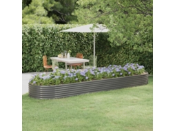 Vidaxl Canteiro Elevado Jardim 396x100x36 Aço Galvanizado Cinzento