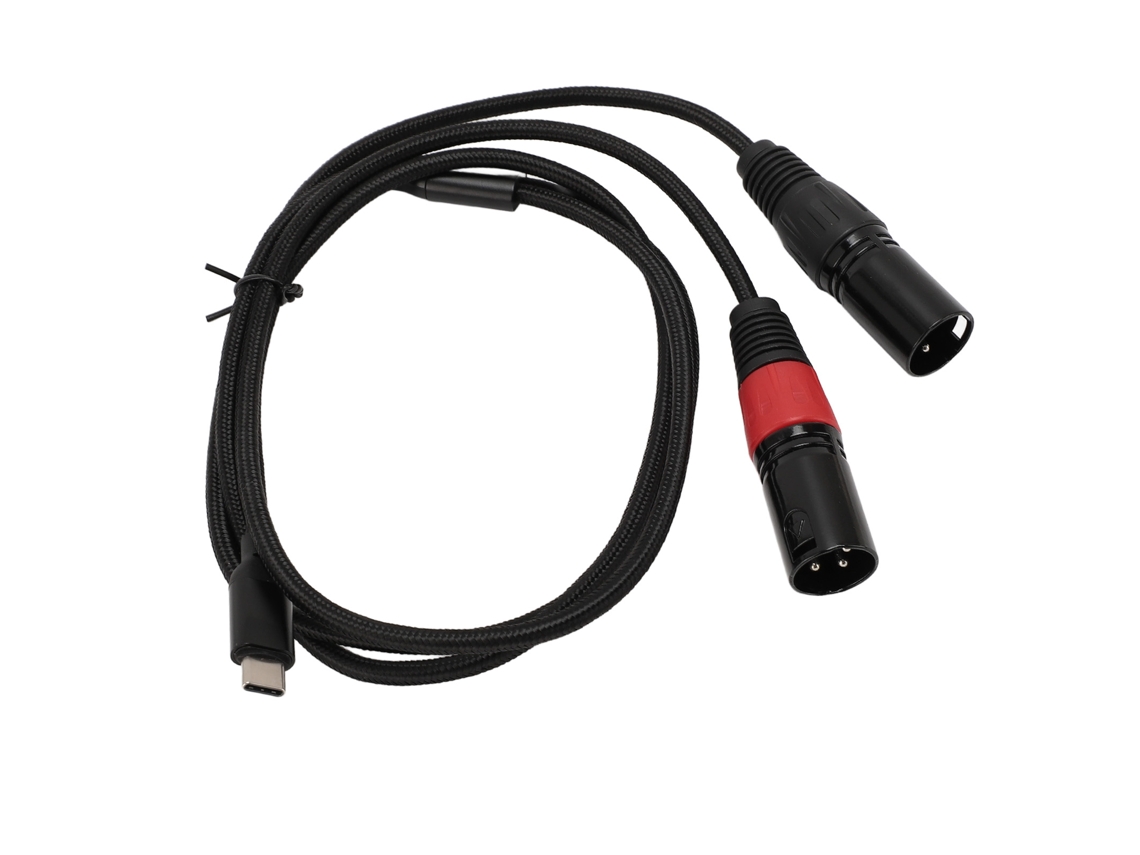 Cabo De Áudio Type C Para 2 Xlr Macho 32bit 384khz Plug And Play 1m Para Mixer Speaker Celular Computador Tableta