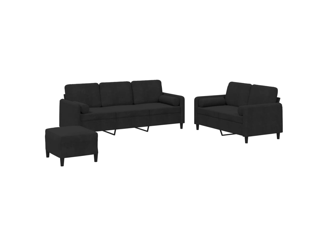 Sofa Set, Sofa Sets Vidaxl Preto Veludo (n/a)