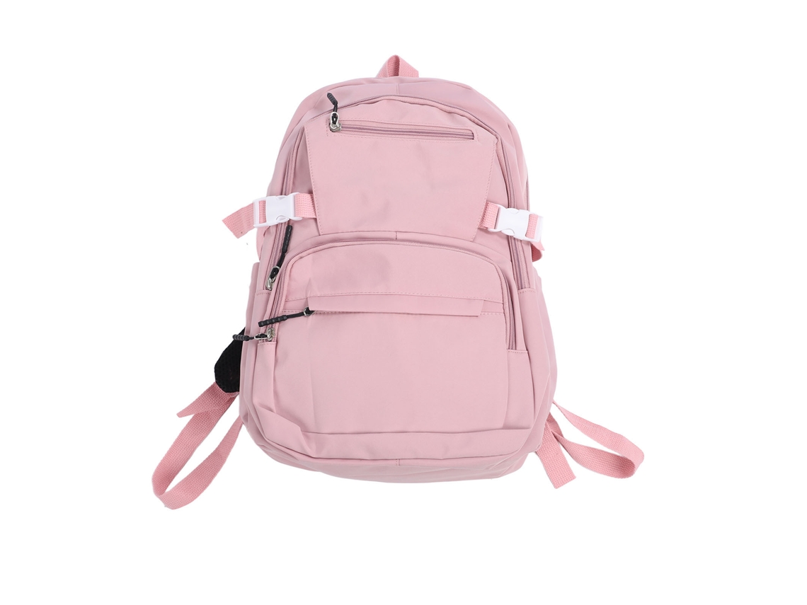 Mochila Feminina Viagem Impermeável Zíper Compartimento Notebook 16 Polegadas Rosa