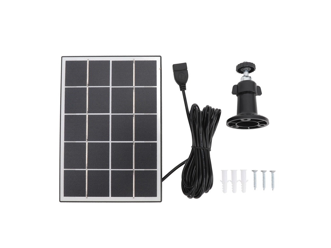 Painel Solar Monocristalino 3w Para Câmara De Segurança Exterior 5v Carregador Solar Com Suporte Preto