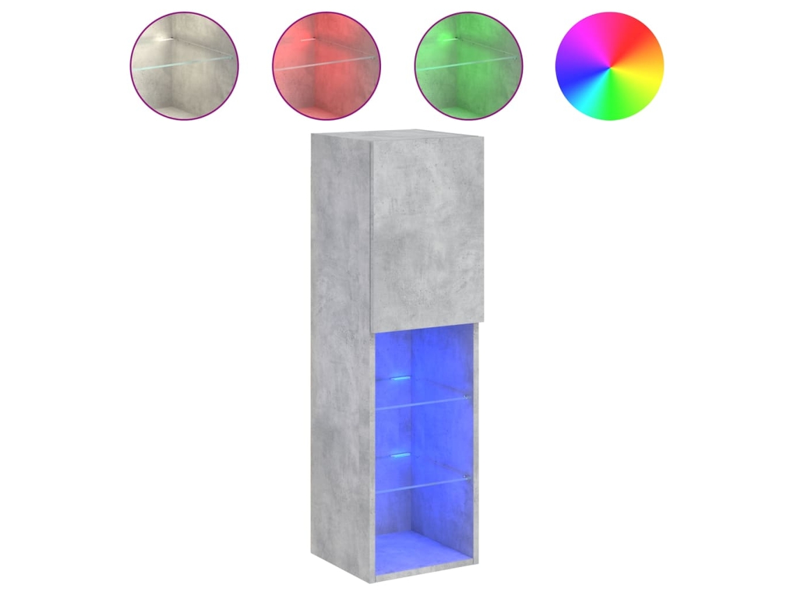 Móvel de Tv com Luzes Led Cinzento Cimento MAISON EXCLUSIVE (30,5x30x102 cm)