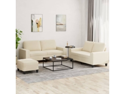 Vidaxl 3 Pcs Conjunto De Sofás Tecido Cor Creme