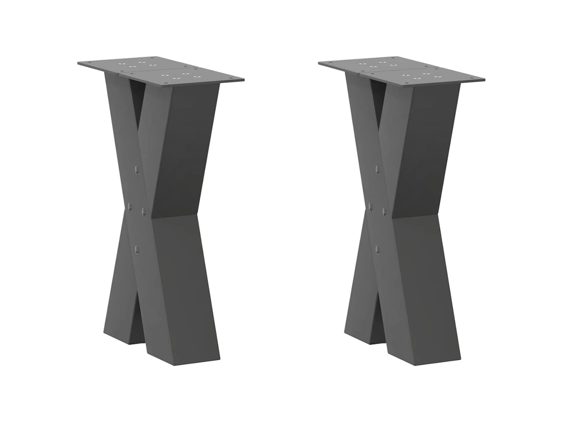 Vidaxl Pés Para Mesa De Centro Em Formato De X, 2 Peças, Antracite, 28x(42-43) Cm, Aço