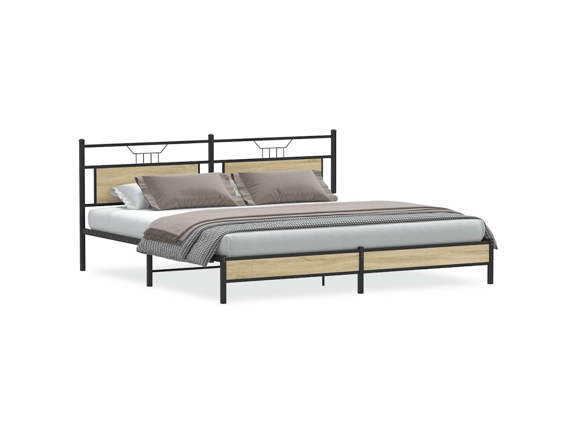 Bed Frame, Bed Frames Vidaxl Marrom Aço (200 X 200 Cm)