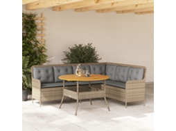 Vidaxl 2 Pcs Conjunto De Sofás P/ Jardim Com Almofadões Vime Pe Bege