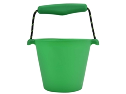 Balde De Praia Infantil Multifuncional De Silicone Dobrável Para Areia E Água Verde 1,5l