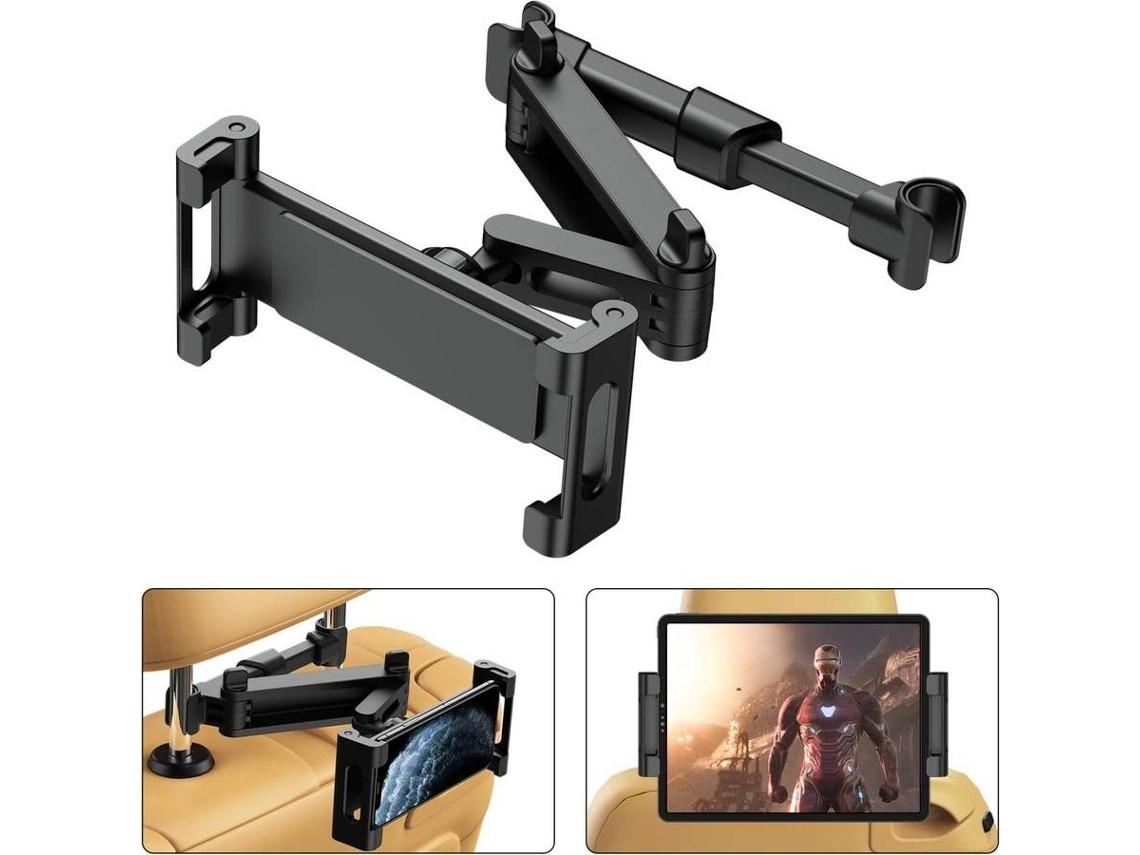 Suporte Extensível Para Celular E Tablet De Até 10,5 Polegadas Para Carro, Preto.